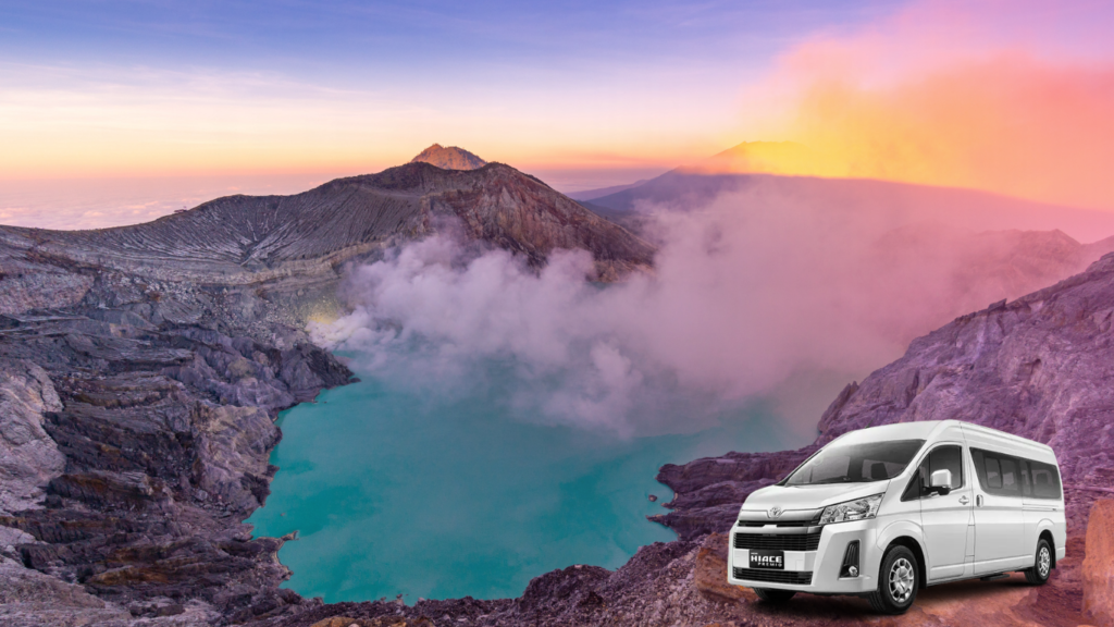 Sewa Hiace Banyuwangi murah untuk rombongan wisata Kawah Ijen Blue Fire dan Baluran